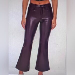 Good American Faux Leather Good Legs Burgundy Flare Pants NWTSZ 15